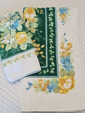 Fieldcrest VINTAGE BATH TOWEL Set 3 Piece Floral